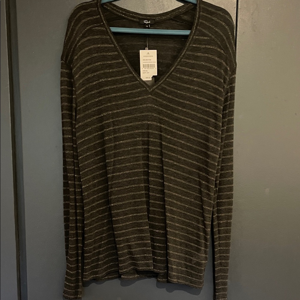 Rails Charcoal Striped V-Neck Top